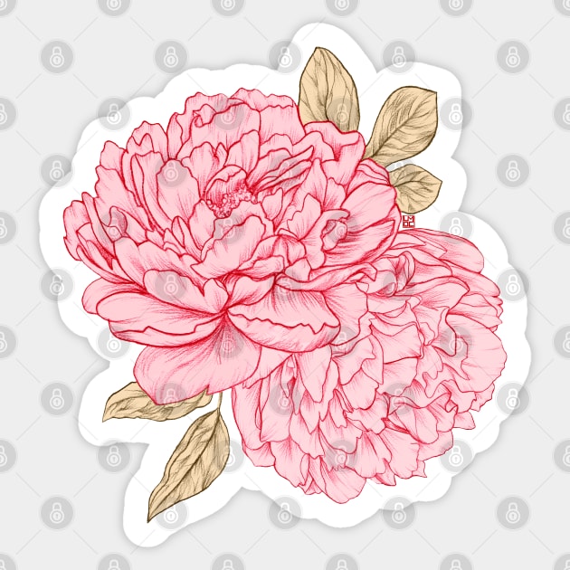 Pink Peonies Sticker by LauraOConnor